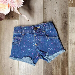 Garanimals Baby Toddler Girls' Woven Denim Shorts Size 12M Dark Denim Polka Dot